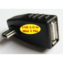 USB (F) перехідник mini USB (M) 90
