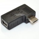 Переходник mini USB (F) micro USB (M) 90 левый
